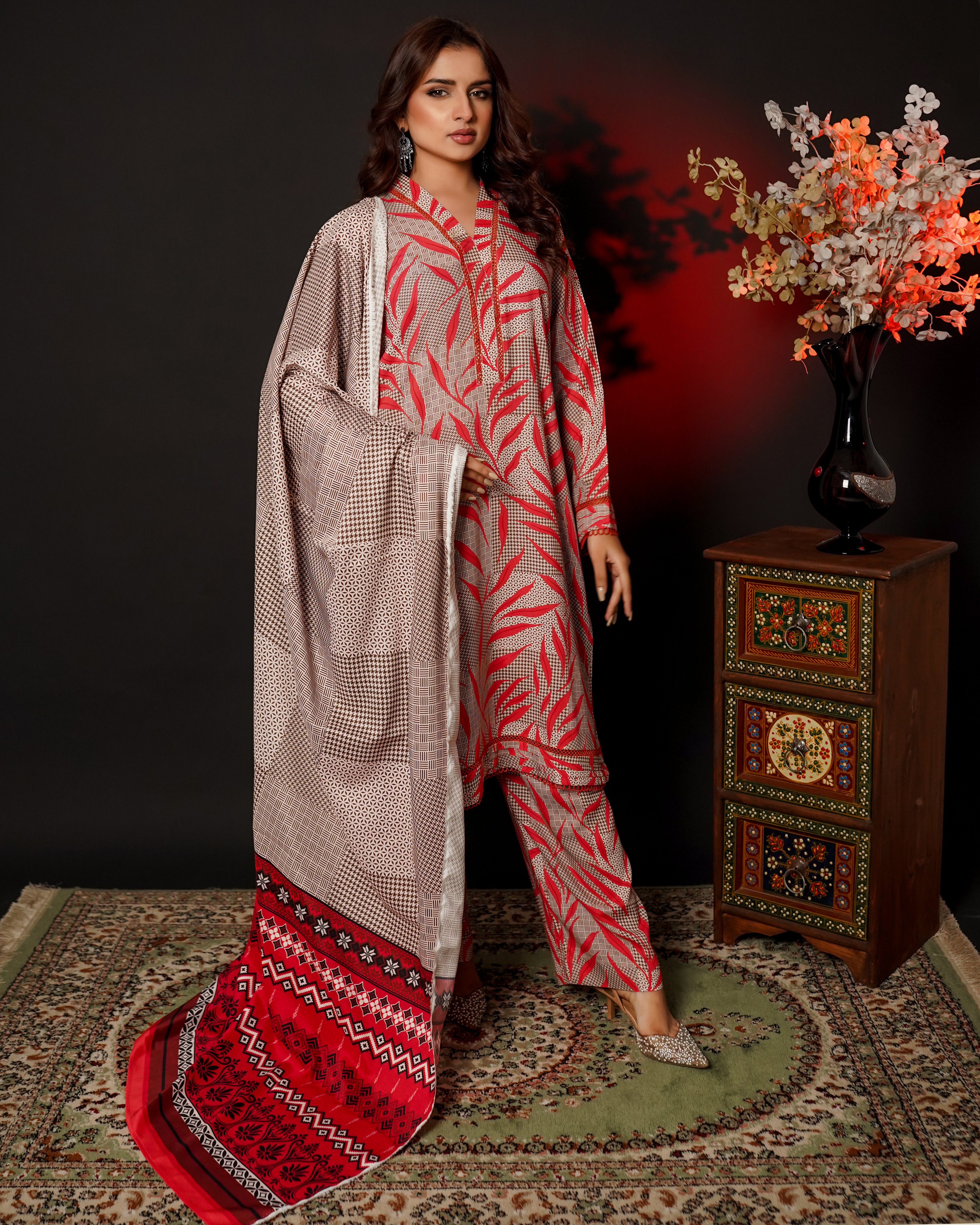 3 Piece Unstitched Linen Suit