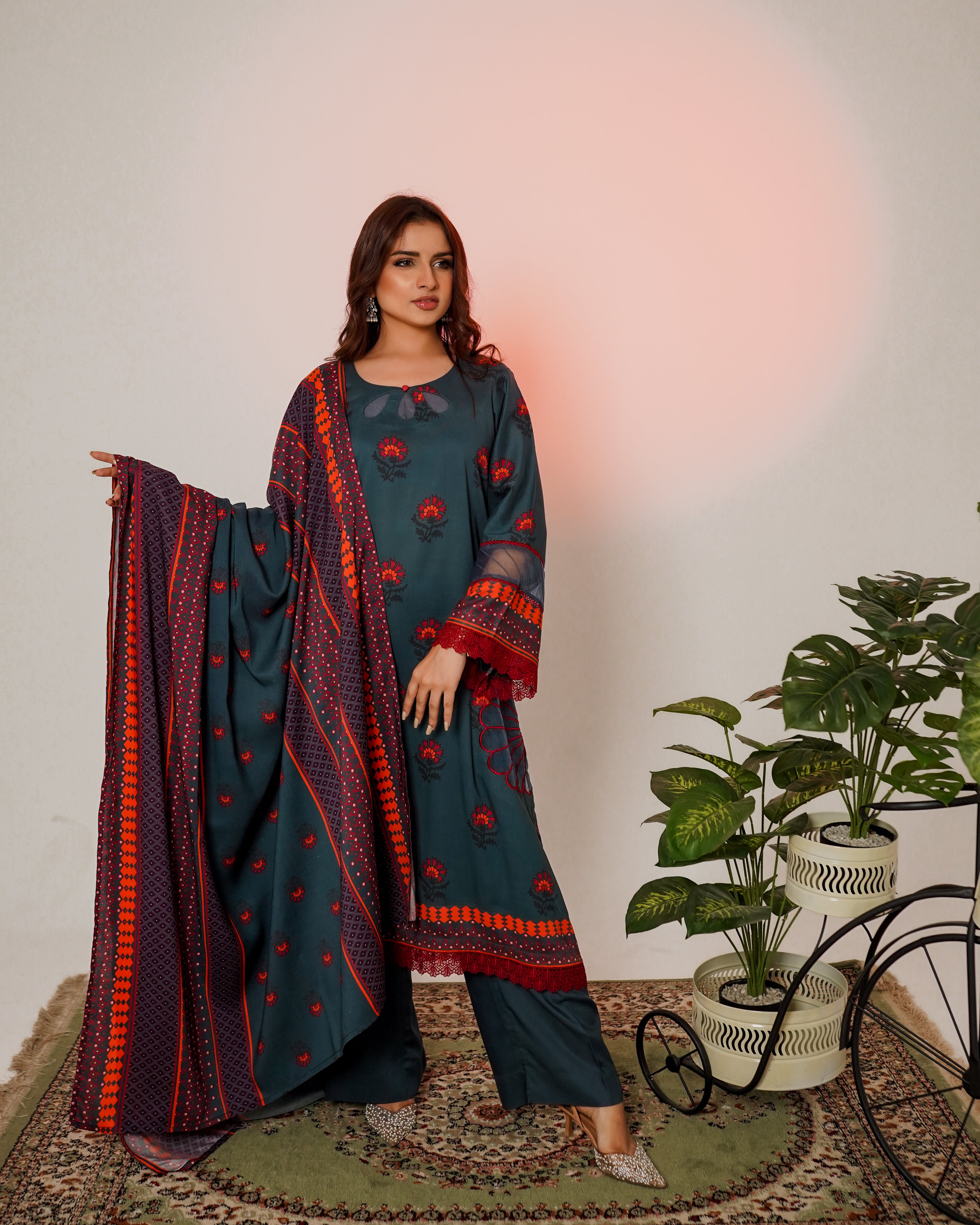 3 Piece Unstitched Linen Suit