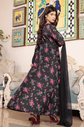Crimson Garden – Frock Style – Premium Printed Lawn 3 Piece Suit