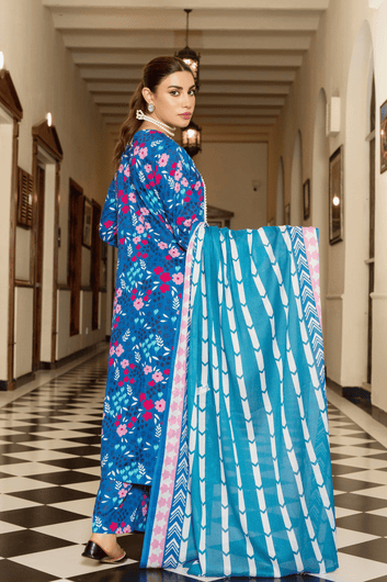 Cobalt Petals – Long Shirt Edit – Premium Printed Lawn 3 Piece Suit