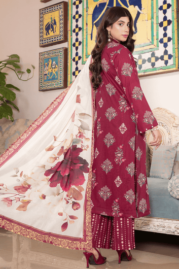 Maroon Mystique – Premium Printed Lawn 3 Piece Suit