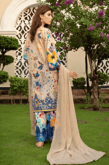 Sandstone Floral – Premium Printed Lawn 3 Piece Suit