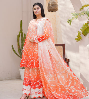 Peach Bloom | 3 Piece Cambric | Unstitched